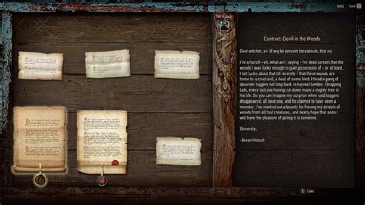 Contract: Lord of the Wood, Witcher 3: Wild Hunt Quest