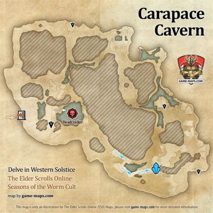 ESO Pariah Catacombs Delve Map with Skyshard and Boss location in Stormhaven