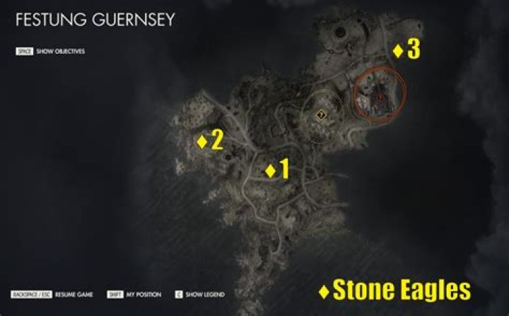 Festung Guernsey Stone Eagles Locations