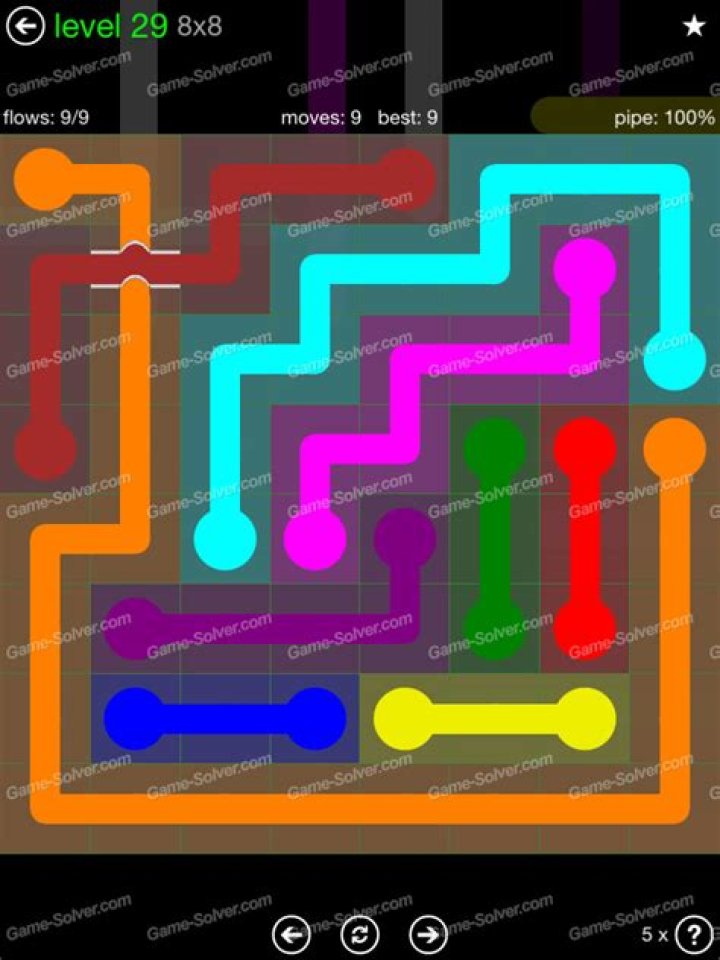 Flow Bridges Classic Pack 8x8 Level 29 • Game Solver