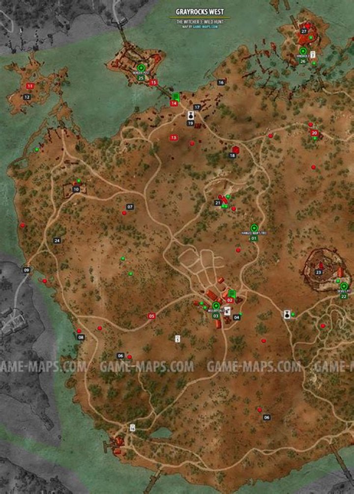 Grayrocks West Map - The Witcher 3