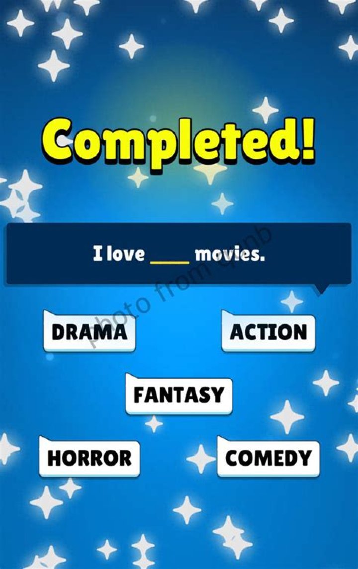 I love ____ movies. Popular Words : Answers