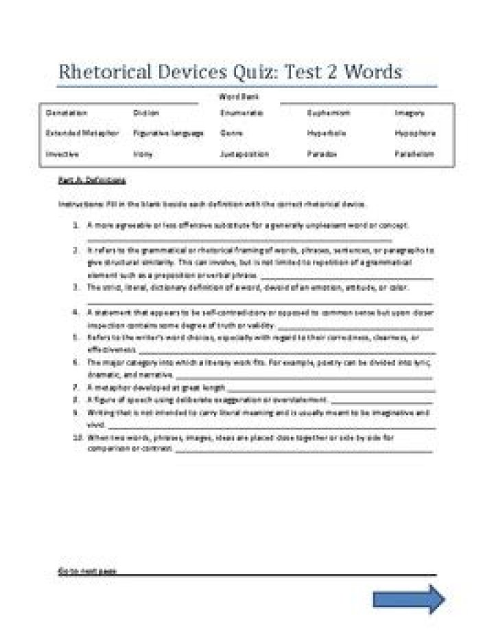 Rhetoric Review Matching Quiz