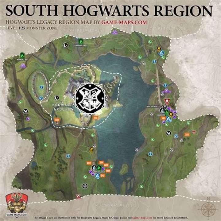 South Hogwarts Region Map for Hogwarts Legacy