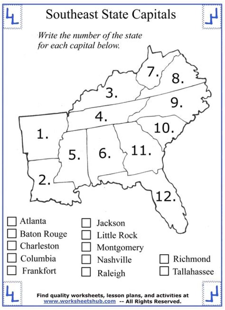 Southeast State Capitals Quiz