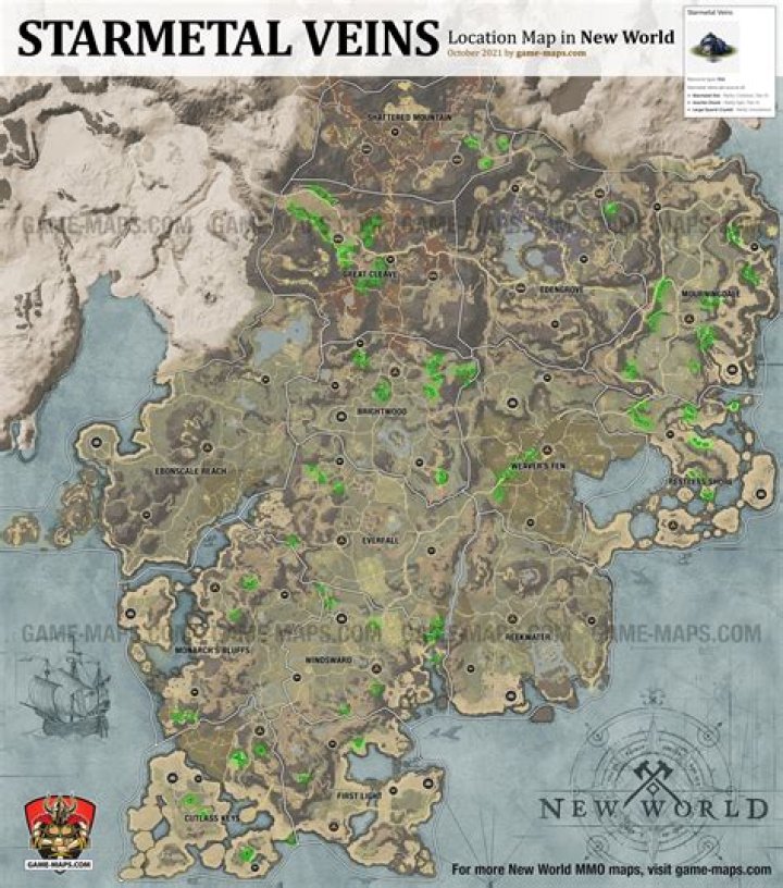 Starmetal Veins Location Map in New World
