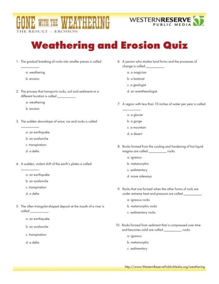 Weathering Quiz