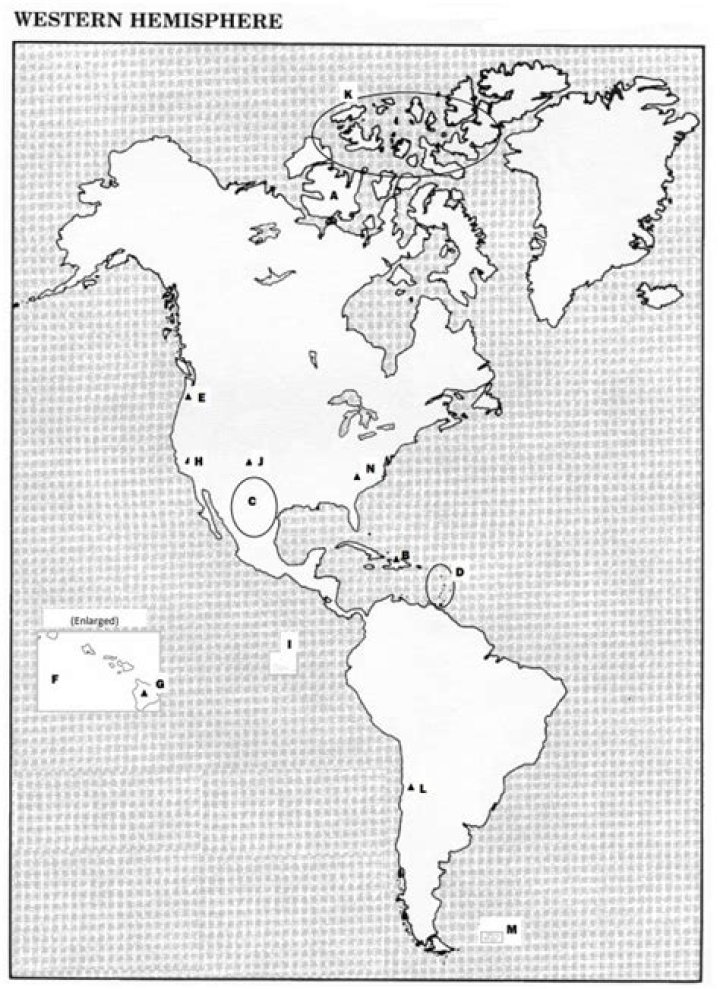 Western Hemisphere Map — Printable Worksheet