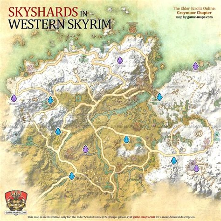 Western Skyrim Skyshards Location Map The Elder Scrolls Online (ESO)