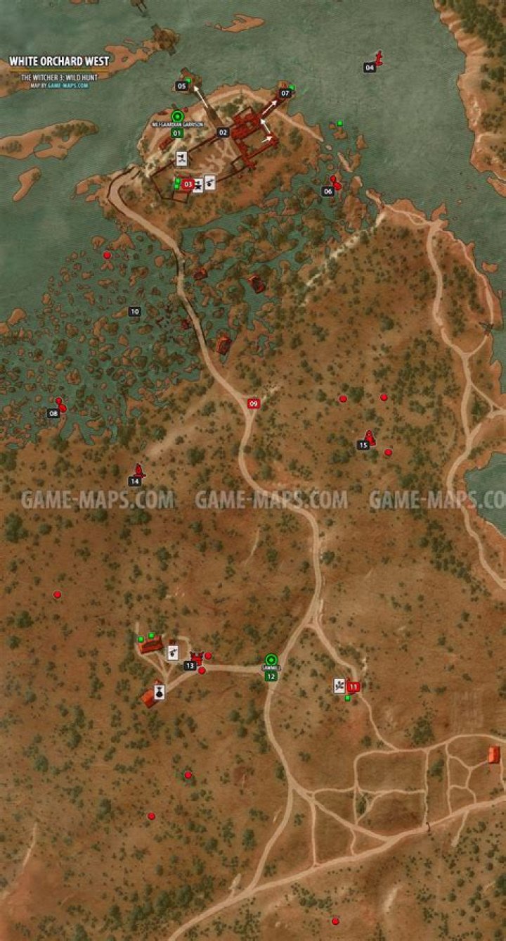 White Orchard West Map - The Witcher 3