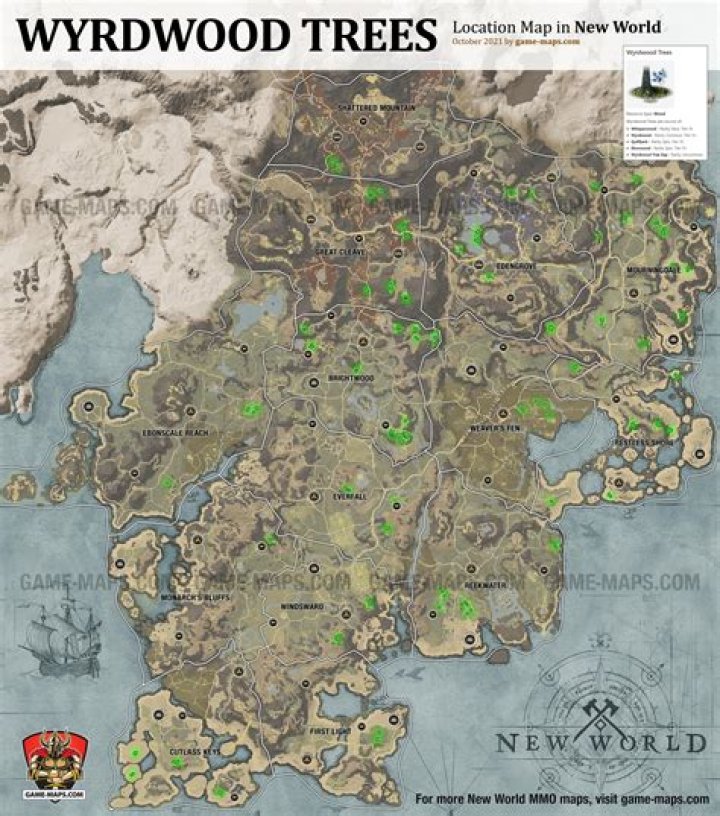 Wyrdwood Trees Location Map in New World